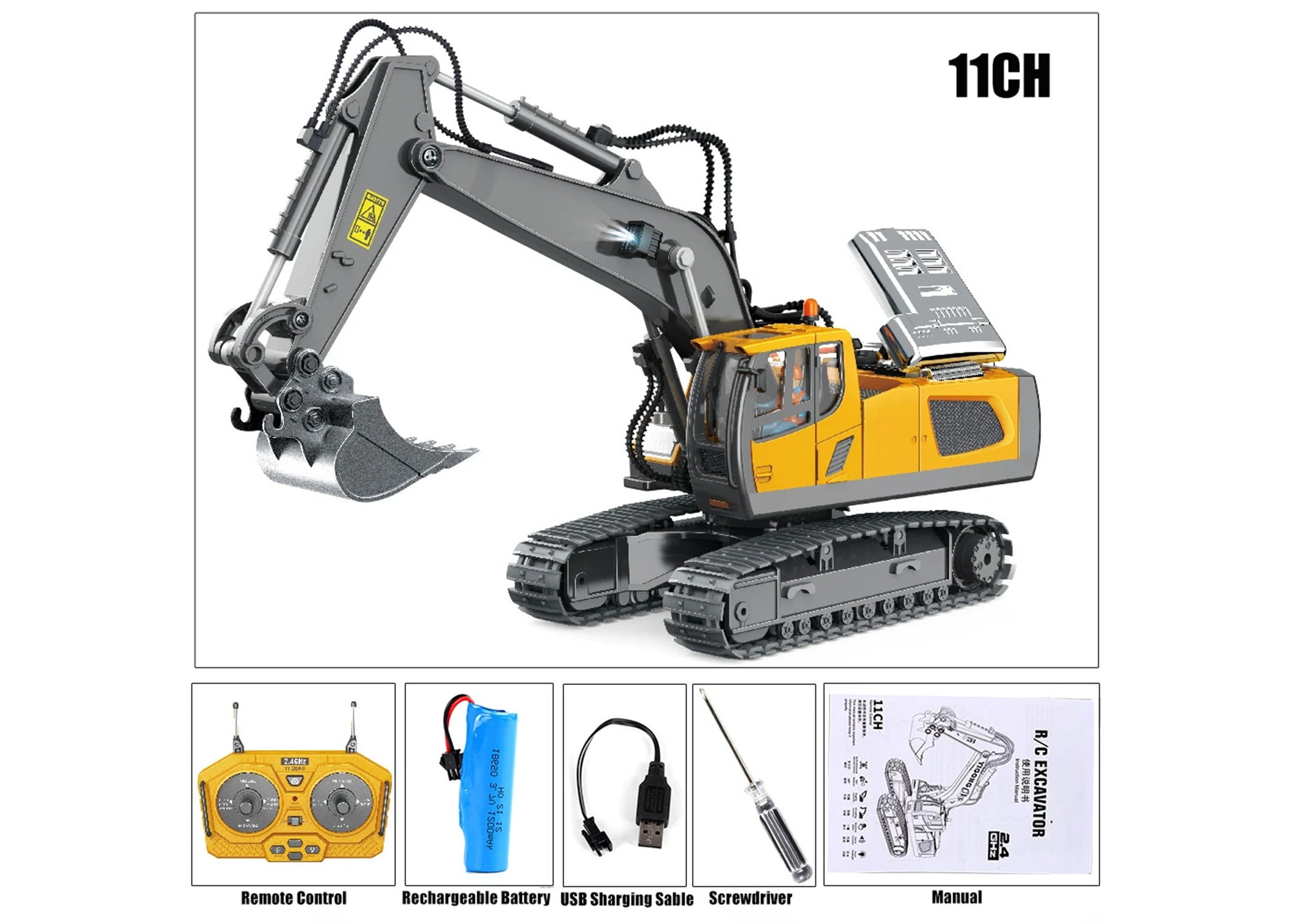 FINE LINE EXCAVATOR BULLDOZER REMOTE CONTROL TRUCK - FINE LINE QUALITY PRODUCTS