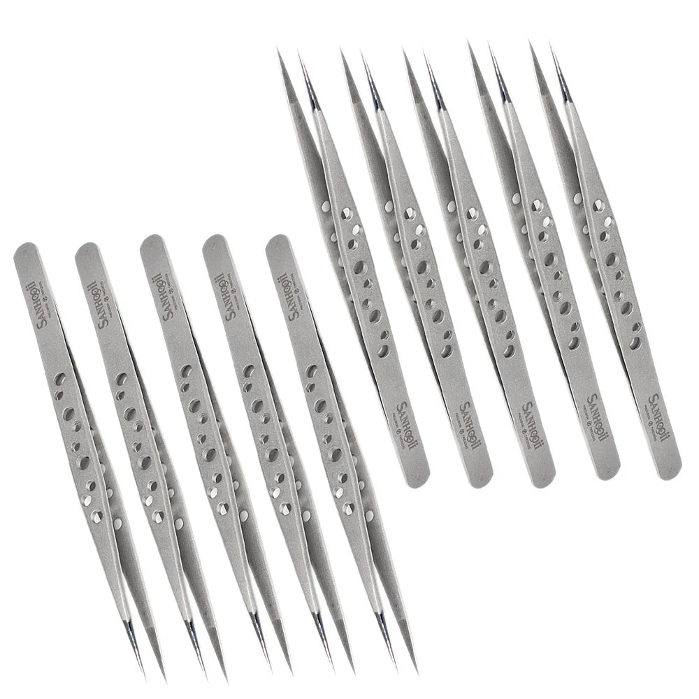 FINE LINE 10 PIECE ELECTRONIC PRECISION STAINLESS STEEL TWEEZERS - FINE LINE QUALITY PRODUCTS