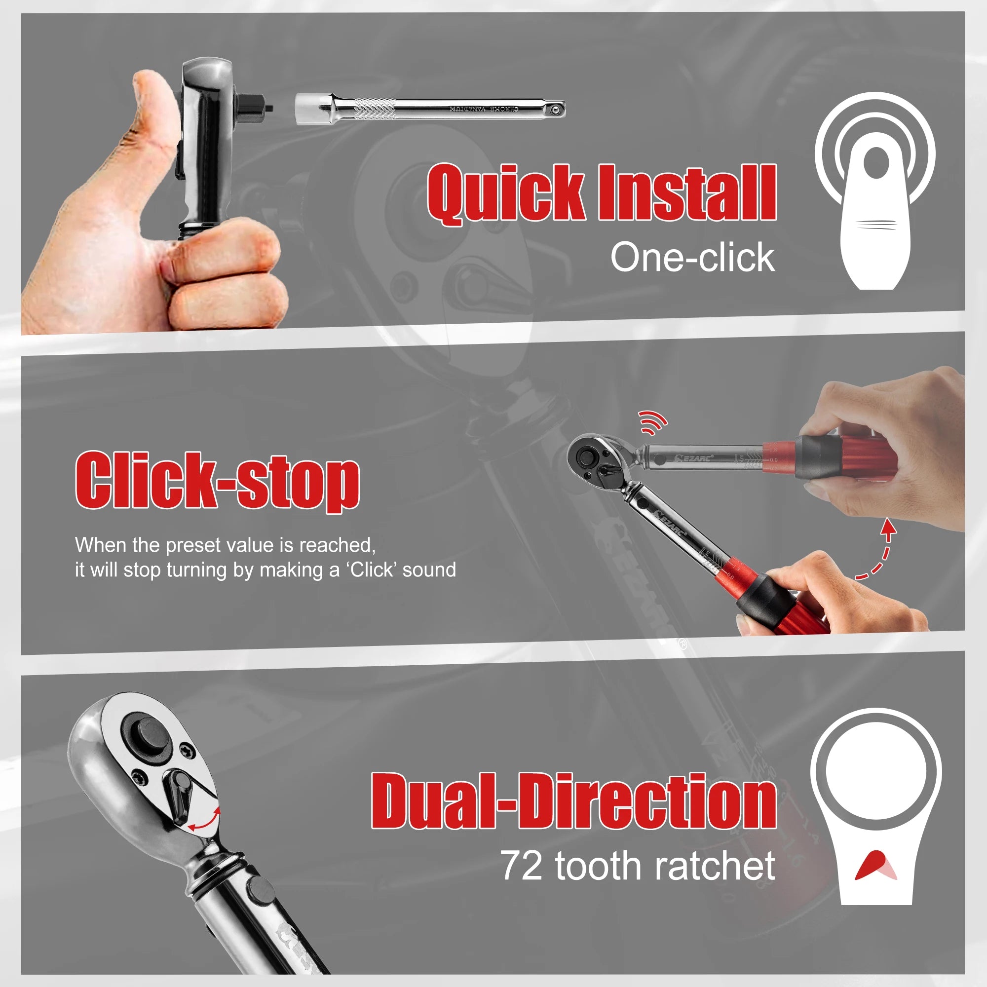 FINE LINE 16 PC 1/4'' TORQUE WRENCH SET WITH DOUBLE SCALE - FINE LINE QUALITY PRODUCTS