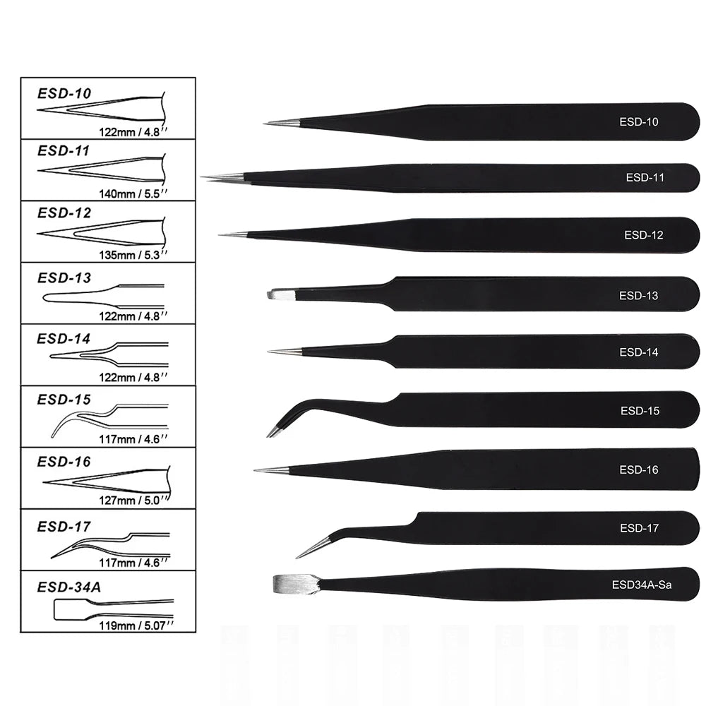 FINE LINE 9PC PRECISION ELECTRONIC TWEEZERS - FINE LINE QUALITY PRODUCTS