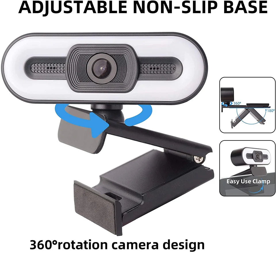 FINE LINE 4K WEBCAM WITH MICROPHONE AND LIGHT - FINE LINE QUALITY PRODUCTS