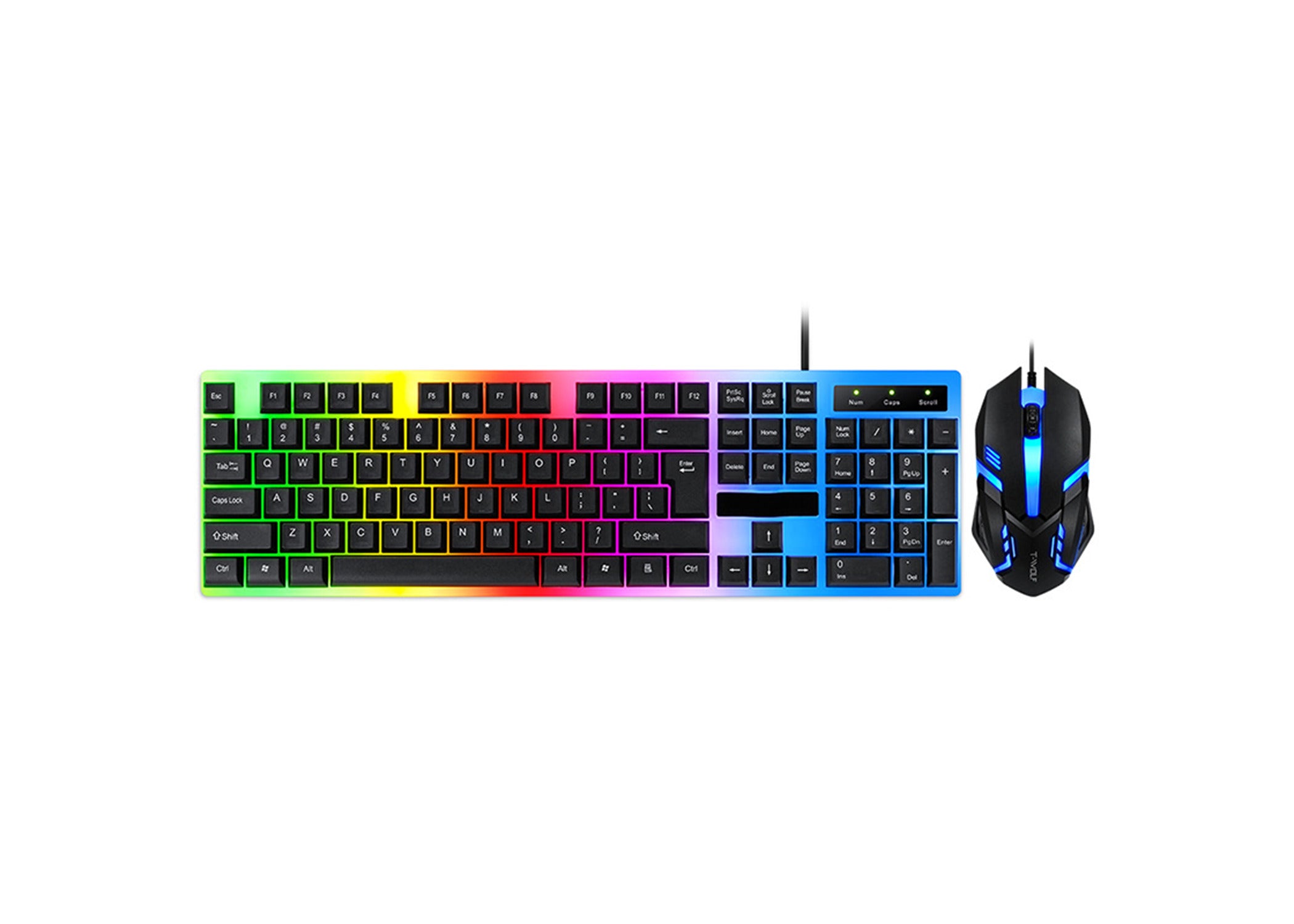 FINE LINE WIRED RAINBOW GAMING KEYBOARD AND MOUSE - FINE LINE QUALITY PRODUCTS