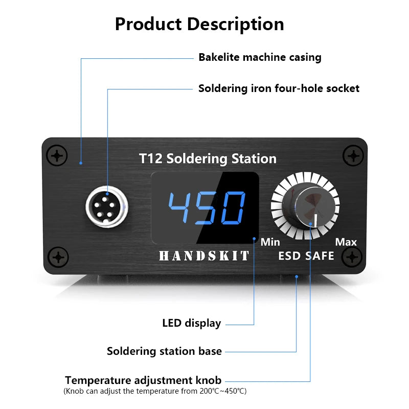 FINE LINE MINI T12 SOLDERING STATION DIGITAL ELECTRONIC DC 19v-24v 72w VERSION 3 WELDING IRON TIPS WITH POWER SUPPLY ADAPTER - FINE LINE QUALITY PRODUCTS