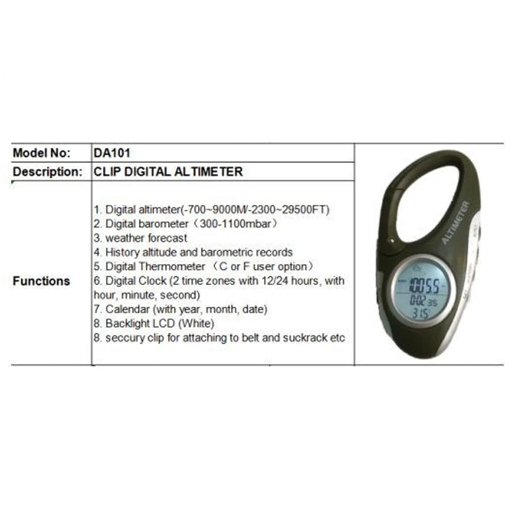 FINE LINE ELECTRONIC ALTIMETER CARABINER HANDHELD THERMOMETER - FINE LINE QUALITY PRODUCTS