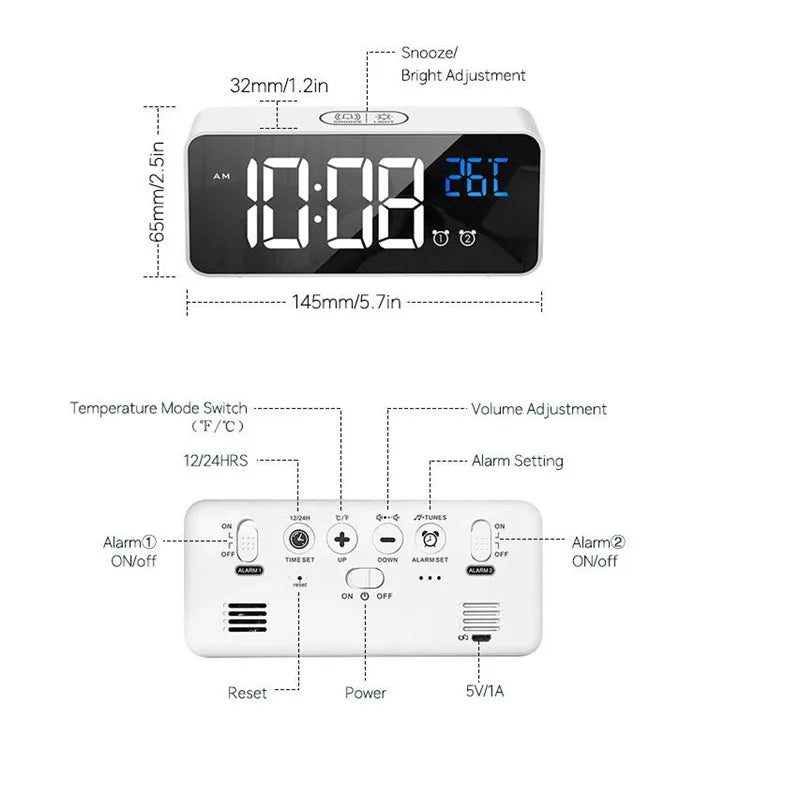 FINE LINE RECHARGEABLE DIGITAL ALARM CLOCK - FINE LINE QUALITY PRODUCTS