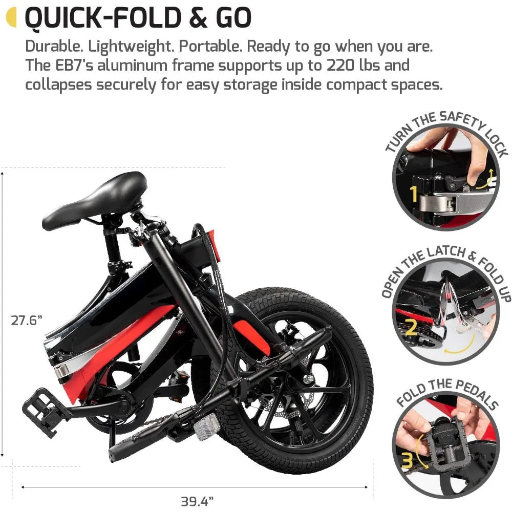 FINE LINE EB-7 ELITE FOLDING ELECTRIC BIKE WITH REMOVABLE BATTERY - FINE LINE QUALITY PRODUCTS