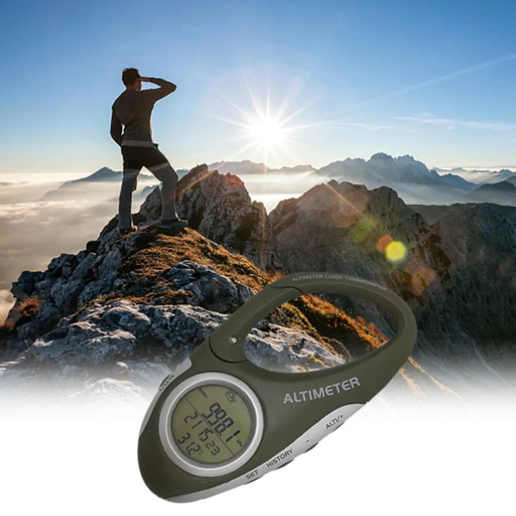 FINE LINE ELECTRONIC ALTIMETER CARABINER HANDHELD THERMOMETER - FINE LINE QUALITY PRODUCTS